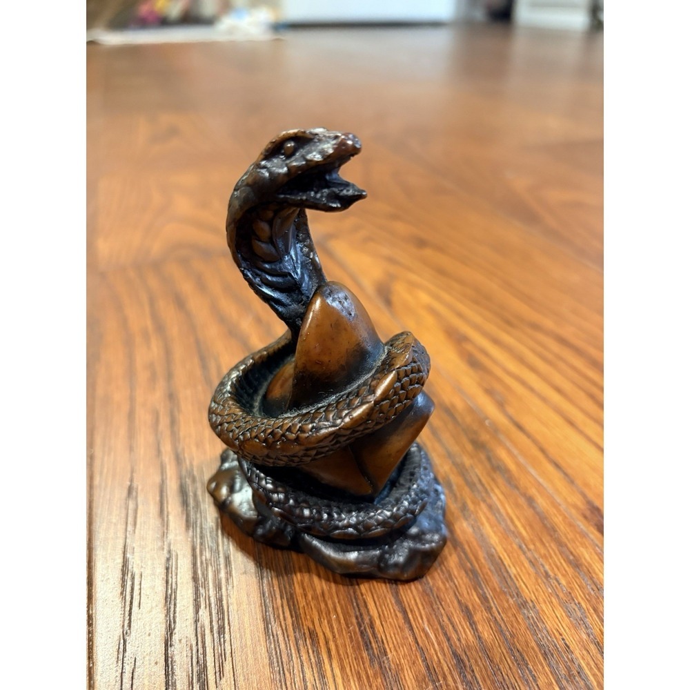 Vintage Coiled Snake Figurine Sculpture Serpent Paperweight